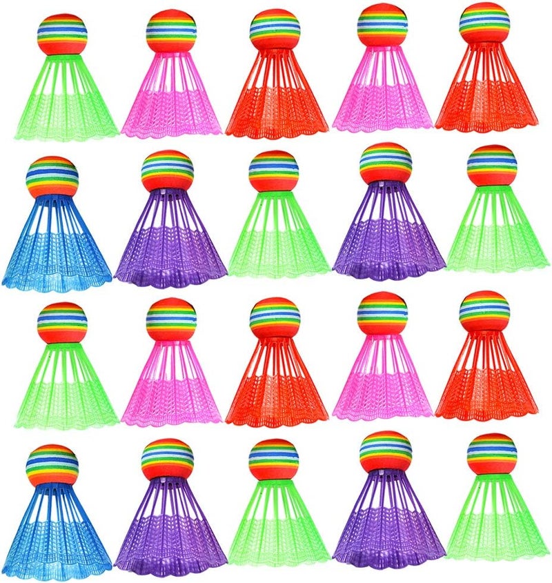 Veemoon 20PCS Badminton Shuttlecocks,Colorful Badminton Balls Plastic Birdies Balls for Indoor Outdoor Exercise Training Sports Activities Fitness (Random Color - Image 1